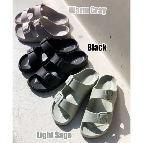 NEW Adjustable Double Buckled Straps Comfy Slip On Slides Slippers Sandals White - Picture 13 of 13